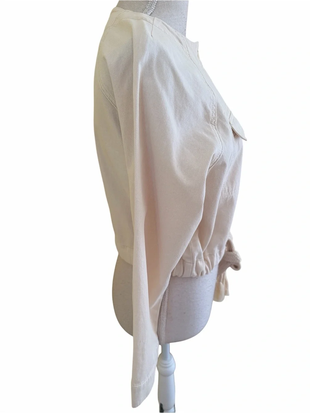 Lilla P Cream Cotton Lightweight Drawstring Waist Jacket XS NEW